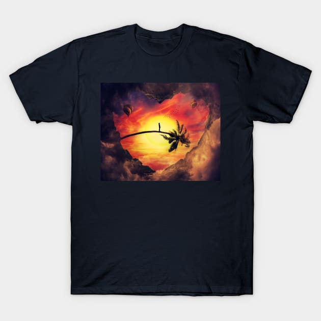 sunset heart T-Shirt by 1STunningArt
